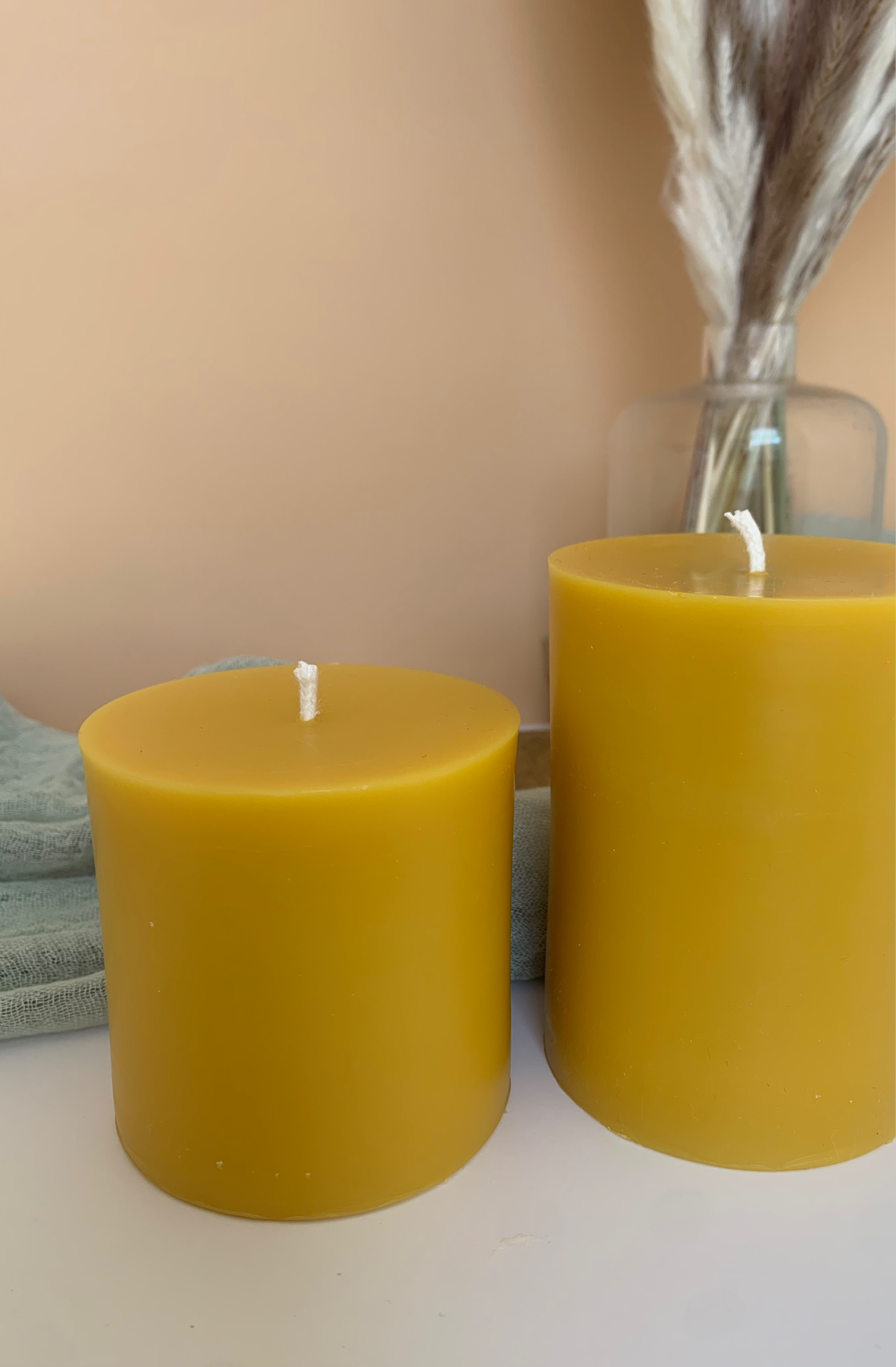 3" x 3" Beeswax Pillar Candle - 40 hour burn time!