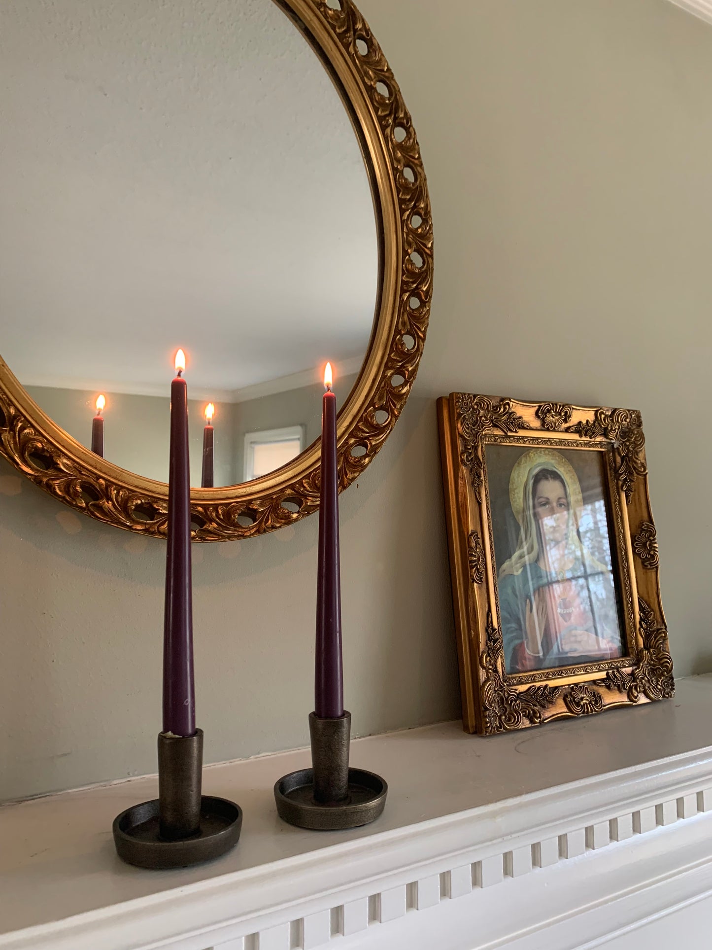 10" Purple Lent Beeswax Taper Candles