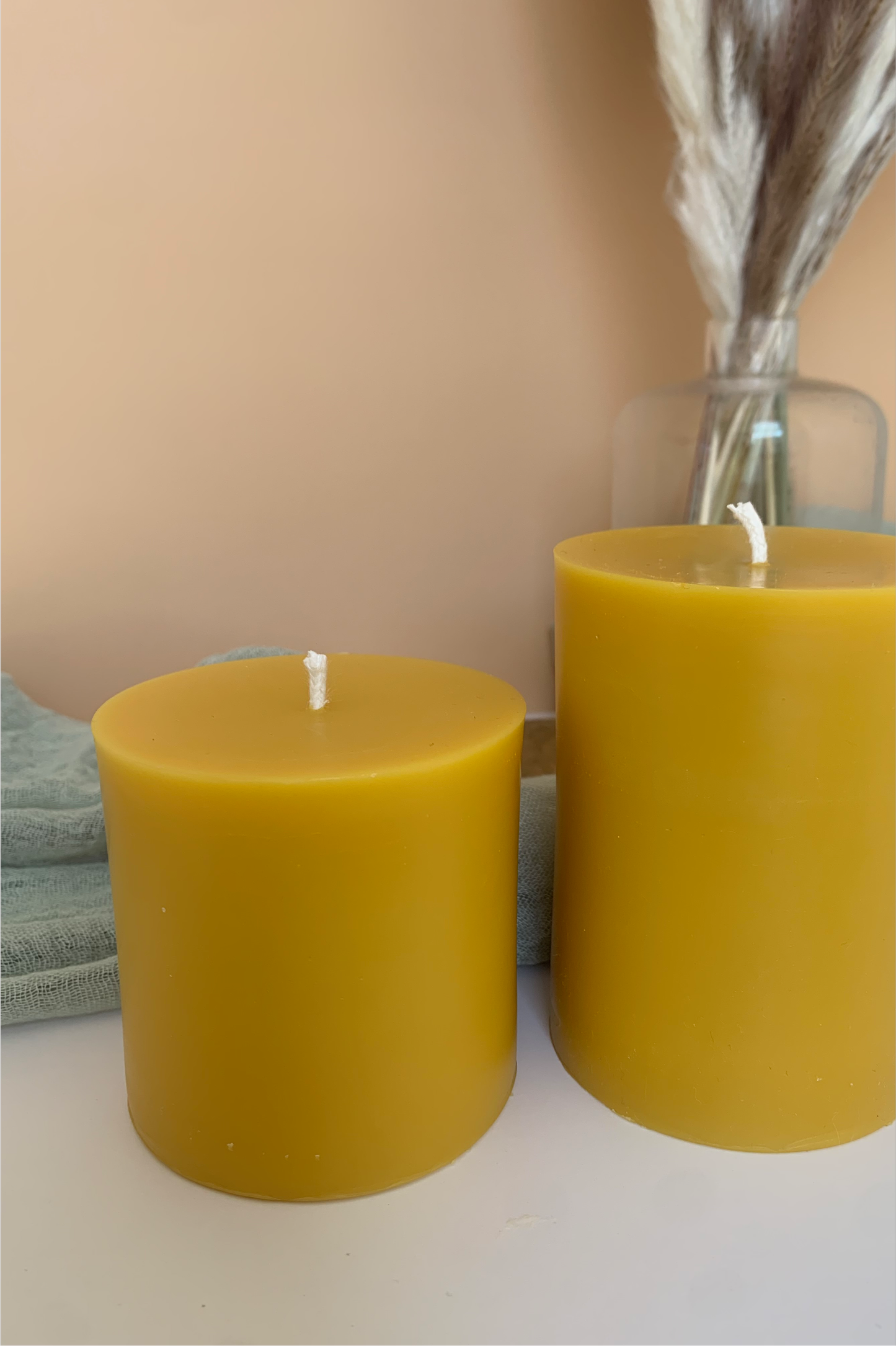 3" x 3" Beeswax Pillar Candle - 40 hour burn time!