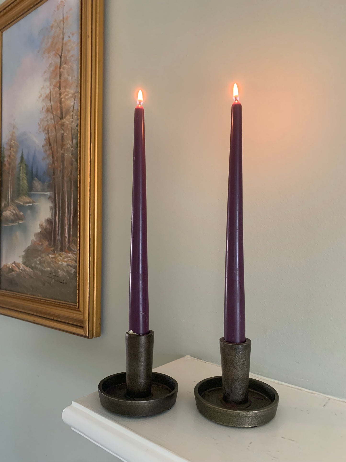 10" Purple Lent Beeswax Taper Candles
