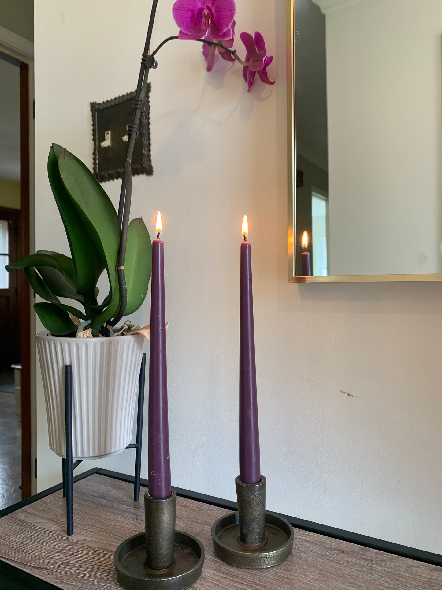 10" Purple Lent Beeswax Taper Candles