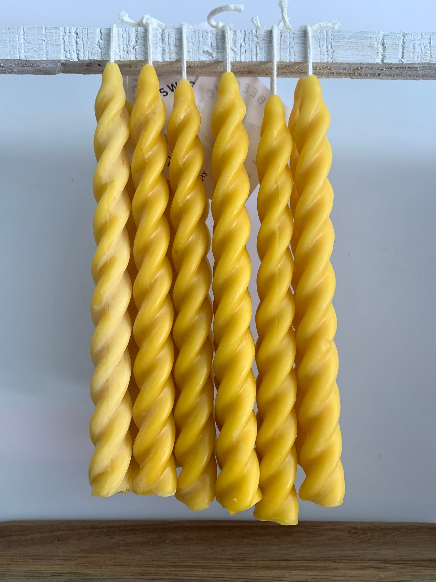 7.5" Swirl Beeswax Taper Candles (set of two)