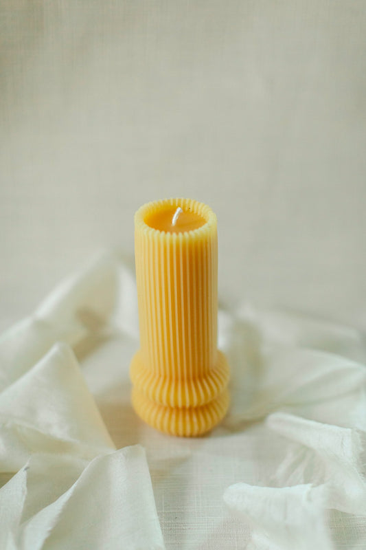 Fluted Pillar Candle - 100% Beeswax