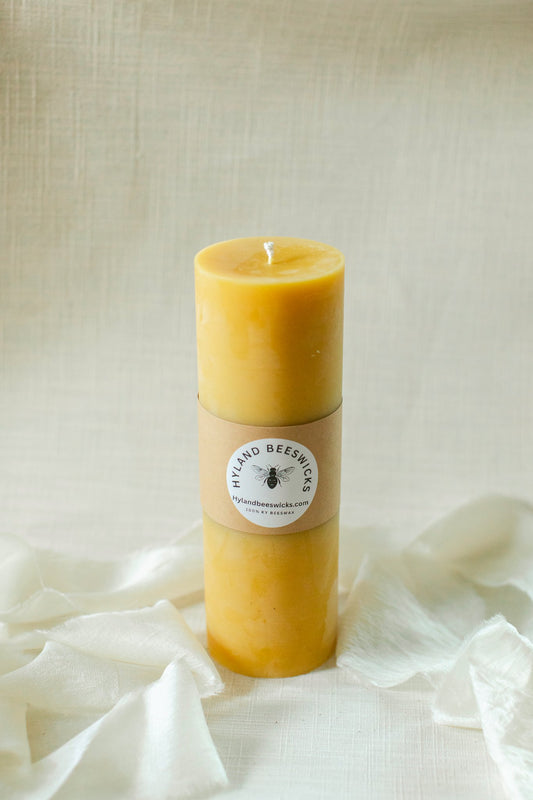 3x9 Beeswax Pillar Candle