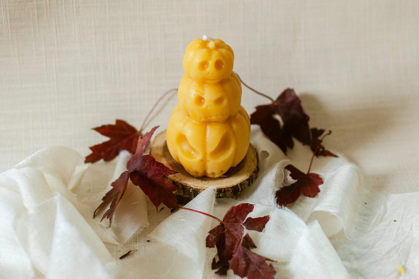 100% Beeswax Pumpkin Stack Candle