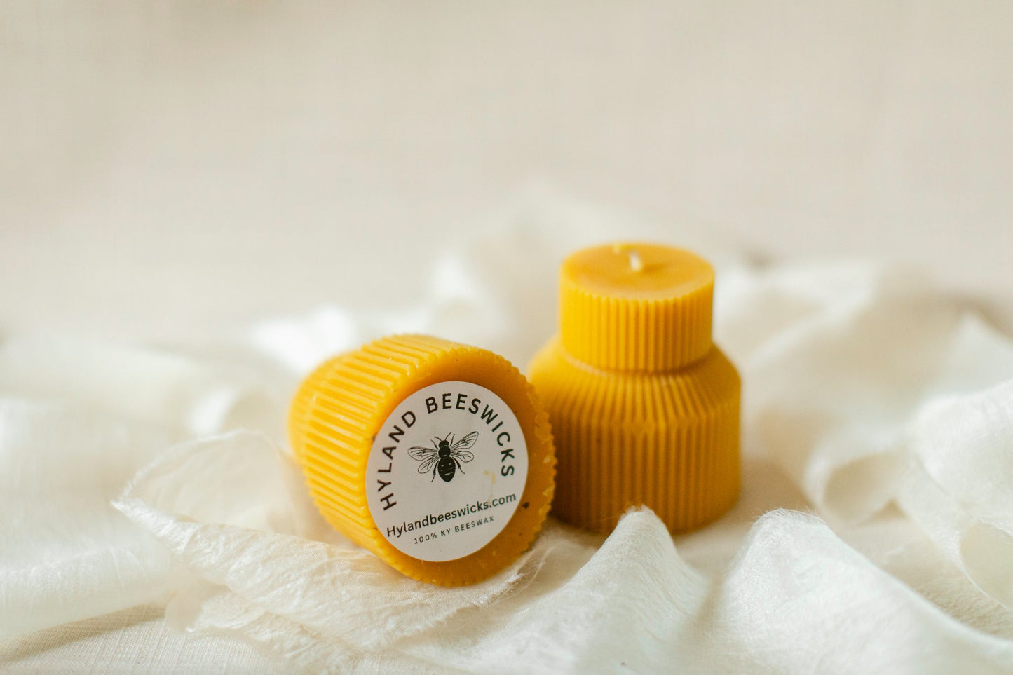 Petite Ribbed Pillar Candle - 100% Beeswax
