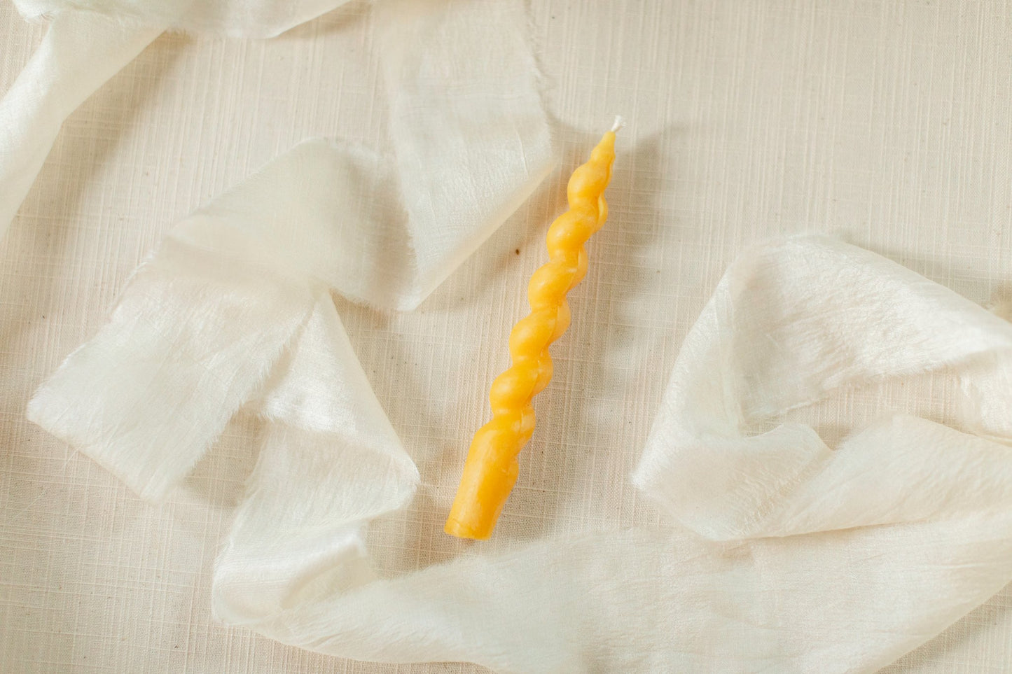 7.5" Wavy Beeswax Taper Candles (set of two)