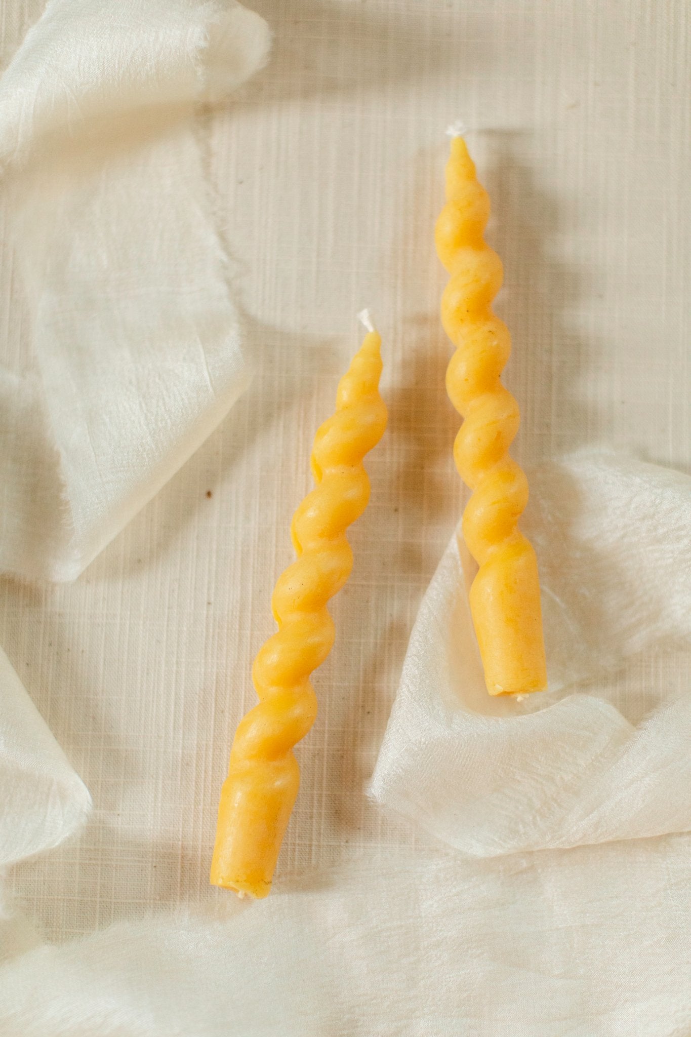 7.5" Wavy Beeswax Taper Candles (set of two)