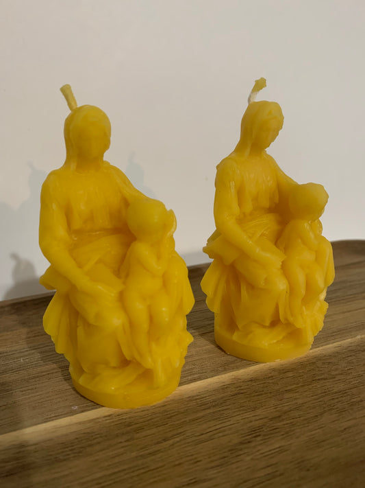 Mini Mary and Child Jesus Beeswax Candle