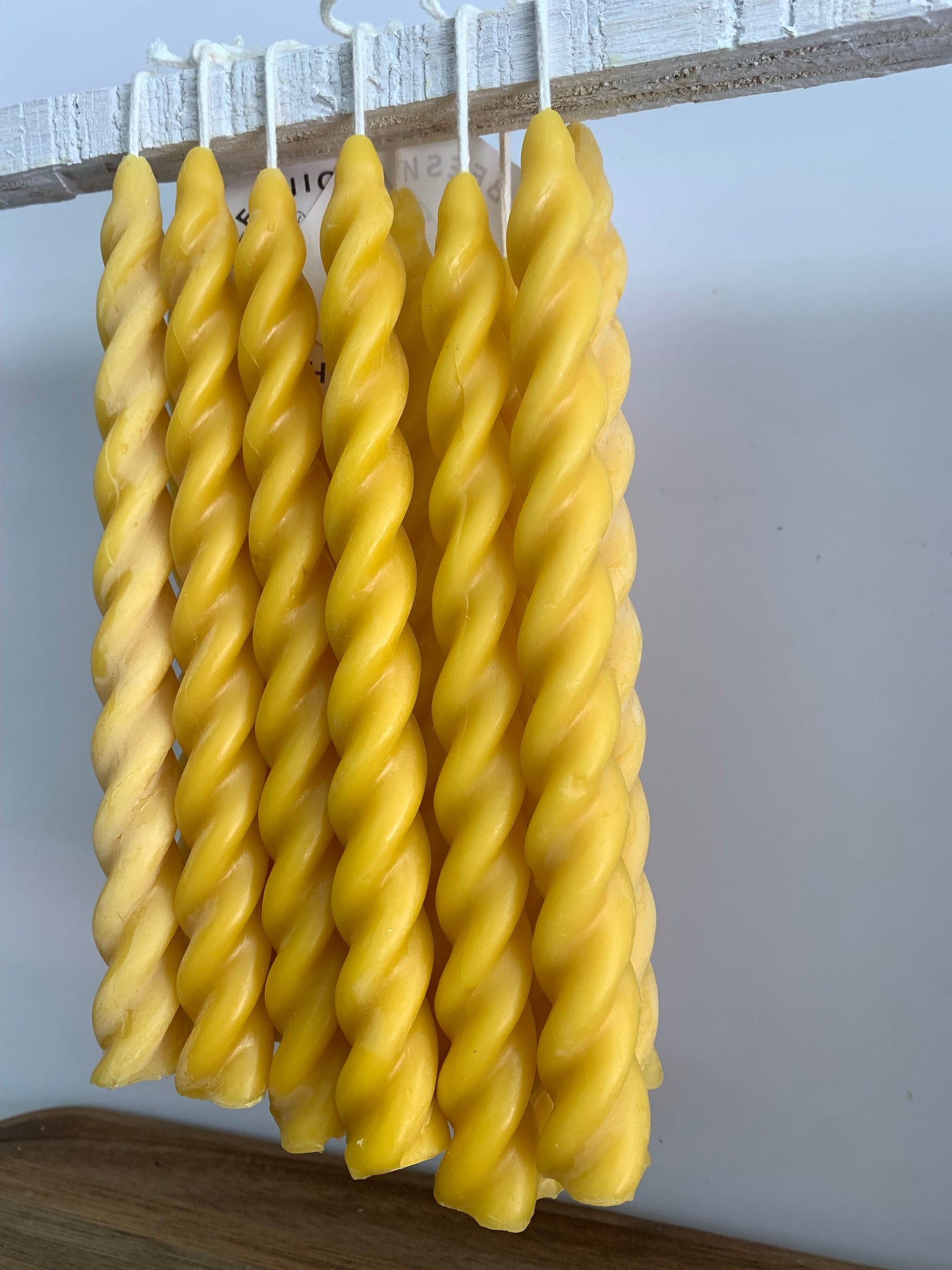 7.5" Swirl Beeswax Taper Candles (set of two)