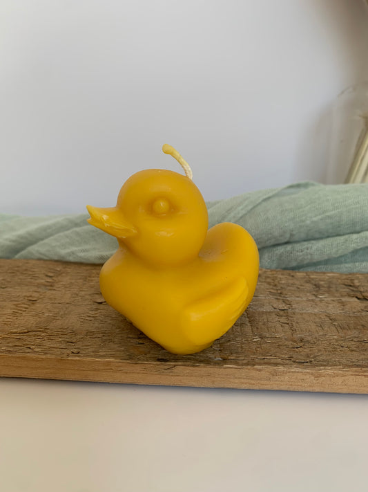 Yellow Duck 100% Beeswax Candle | Home Decor Candle - Yellow Ducky - duck cake topper