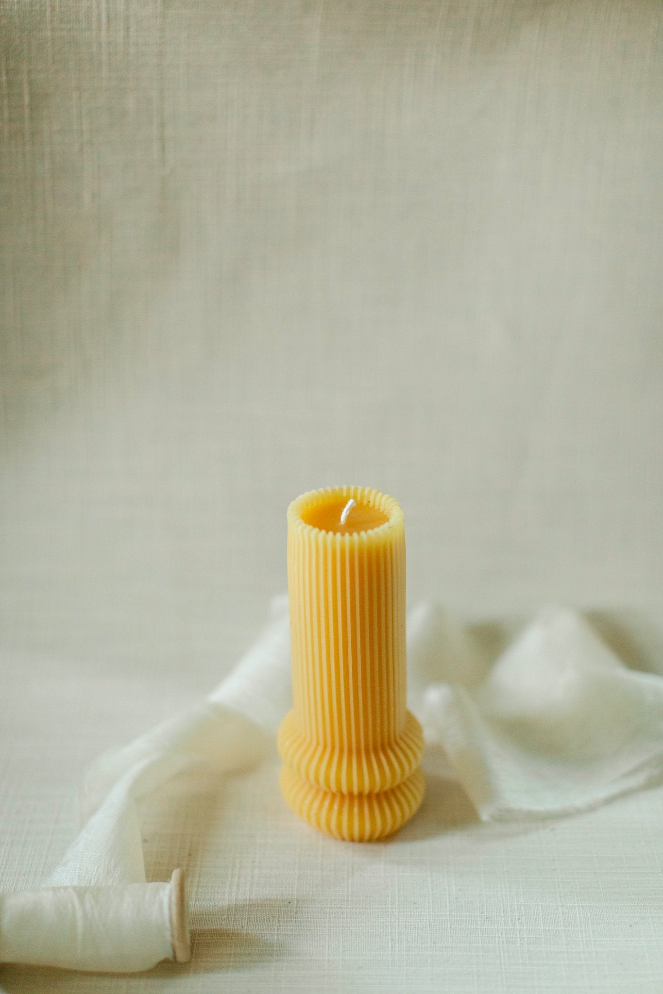 Fluted Pillar Candle - 100% Beeswax