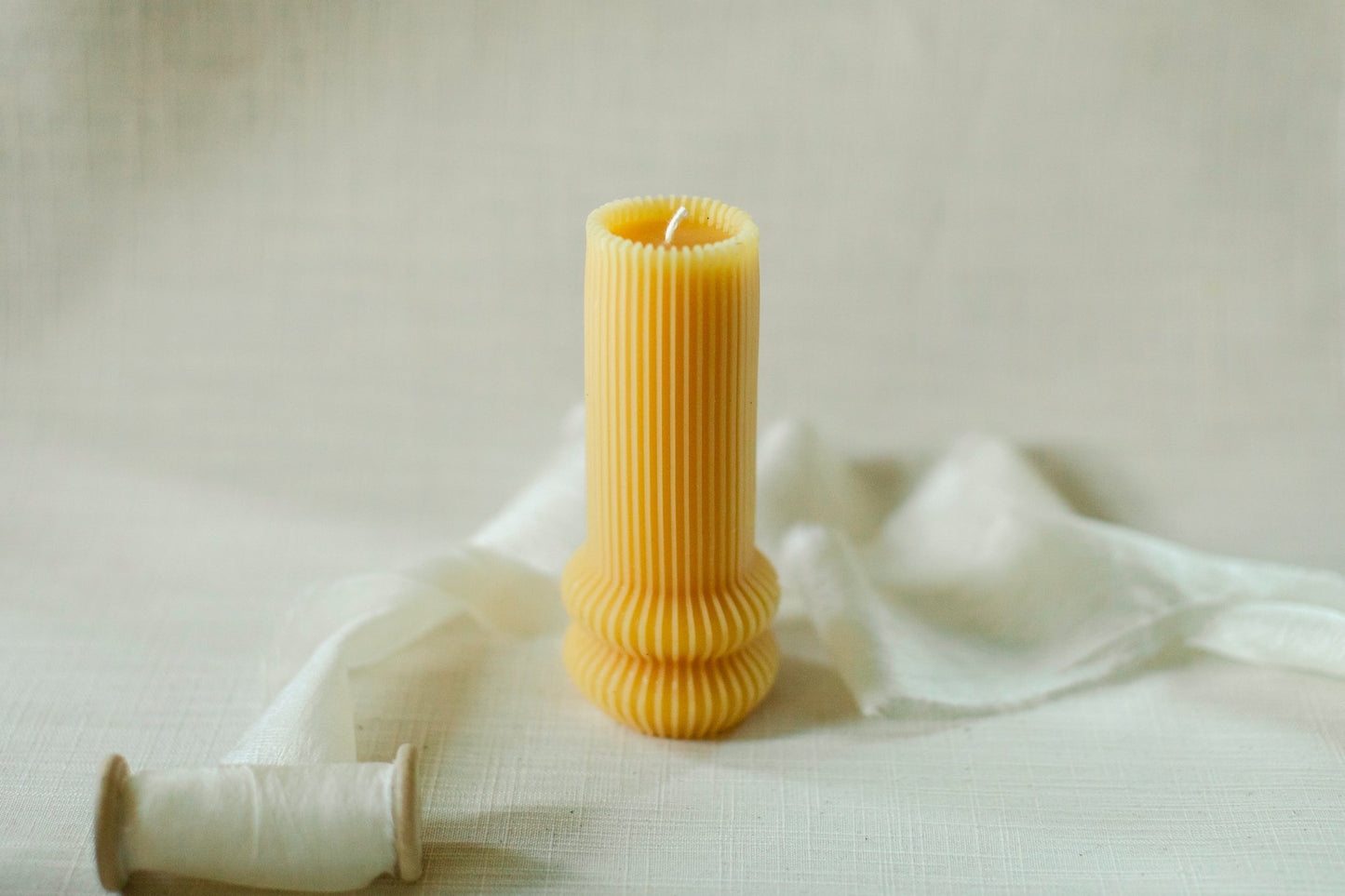 Fluted Pillar Candle - 100% Beeswax