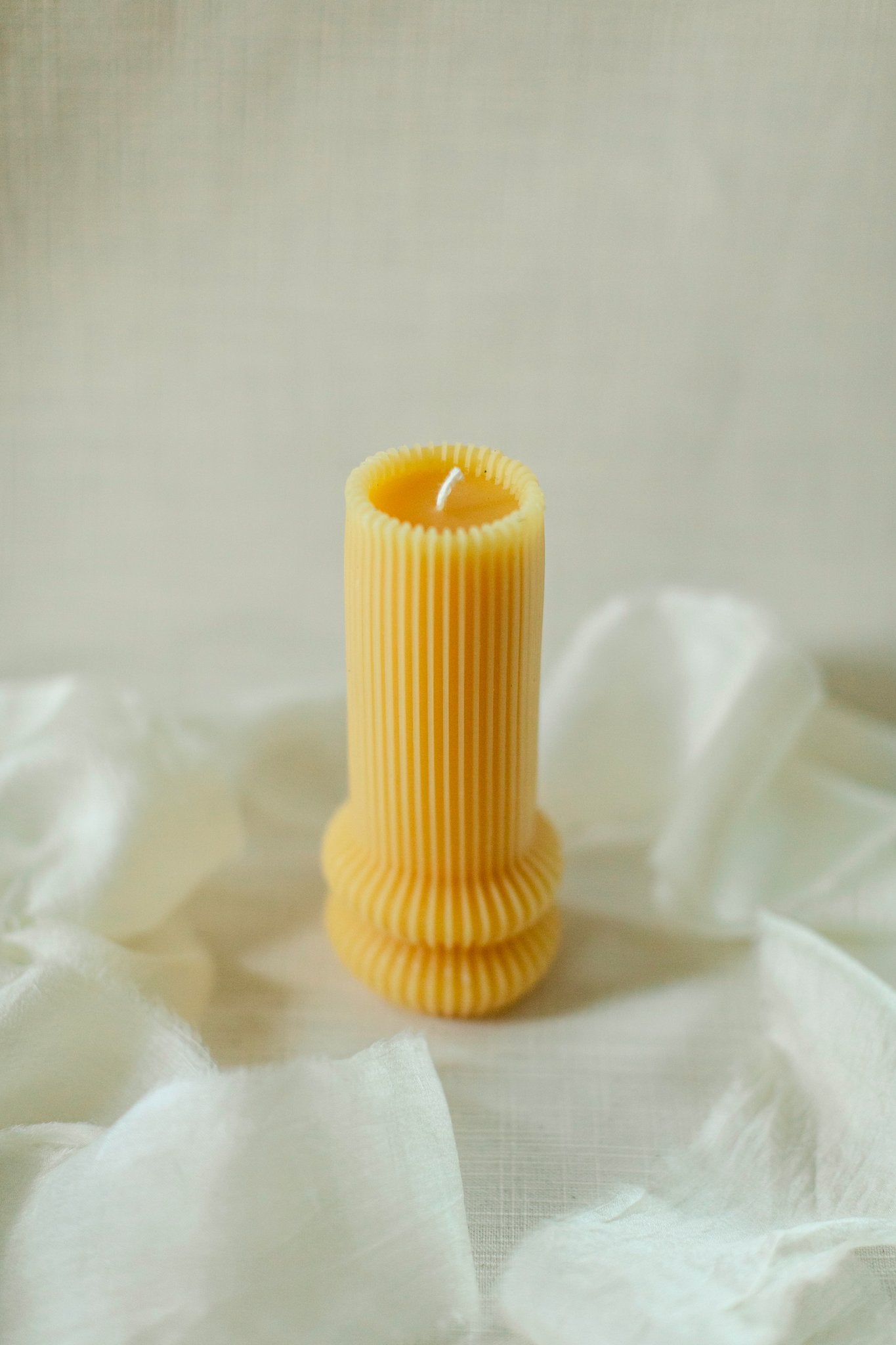 Fluted Pillar Candle - 100% Beeswax