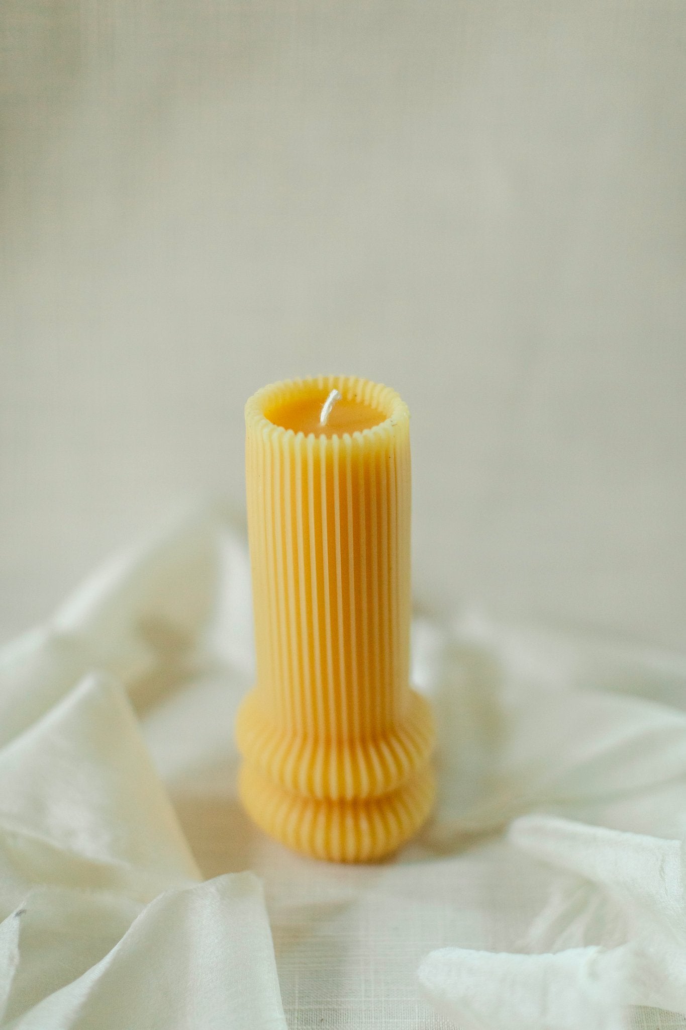 Fluted Pillar Candle - 100% Beeswax