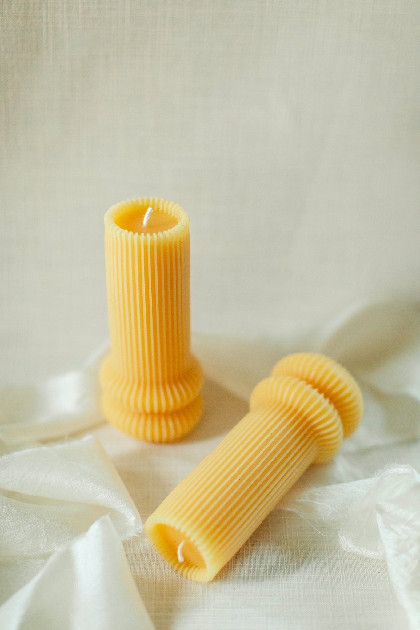 Fluted Pillar Candle - 100% Beeswax