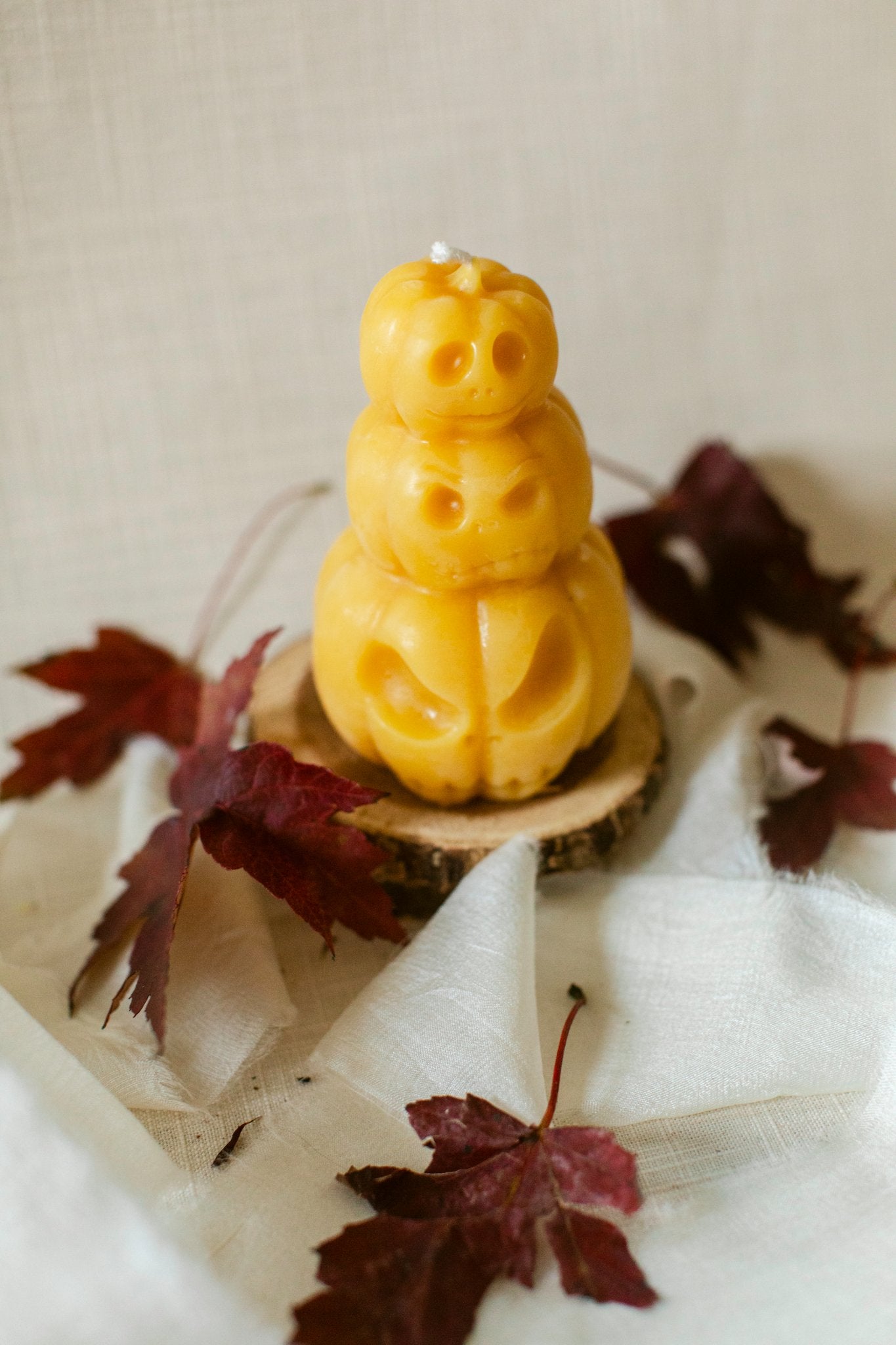 100% Beeswax Pumpkin Stack Candle