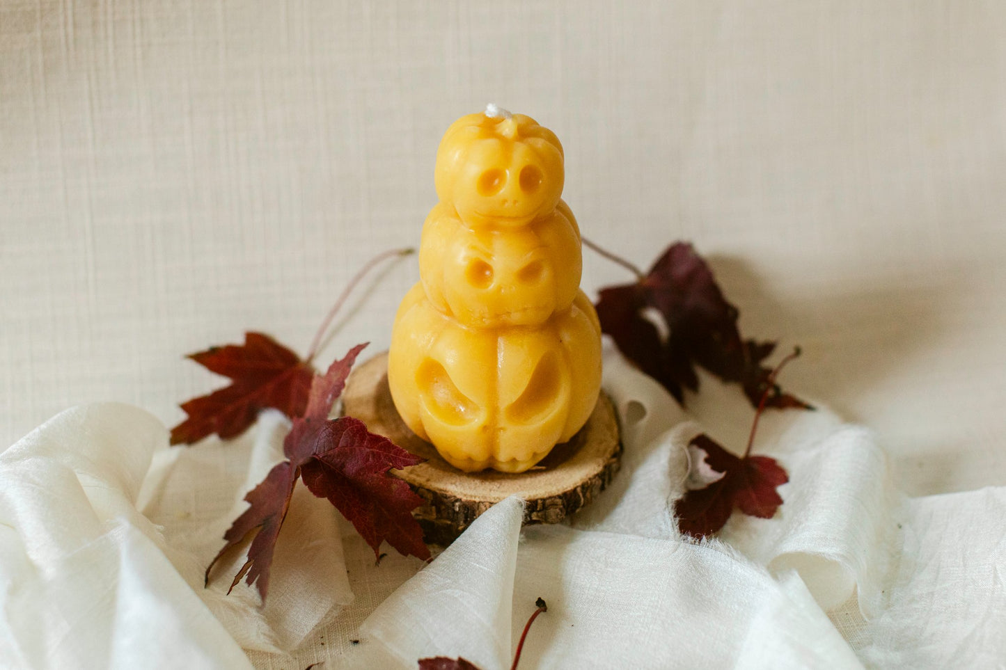 100% Beeswax Pumpkin Stack Candle