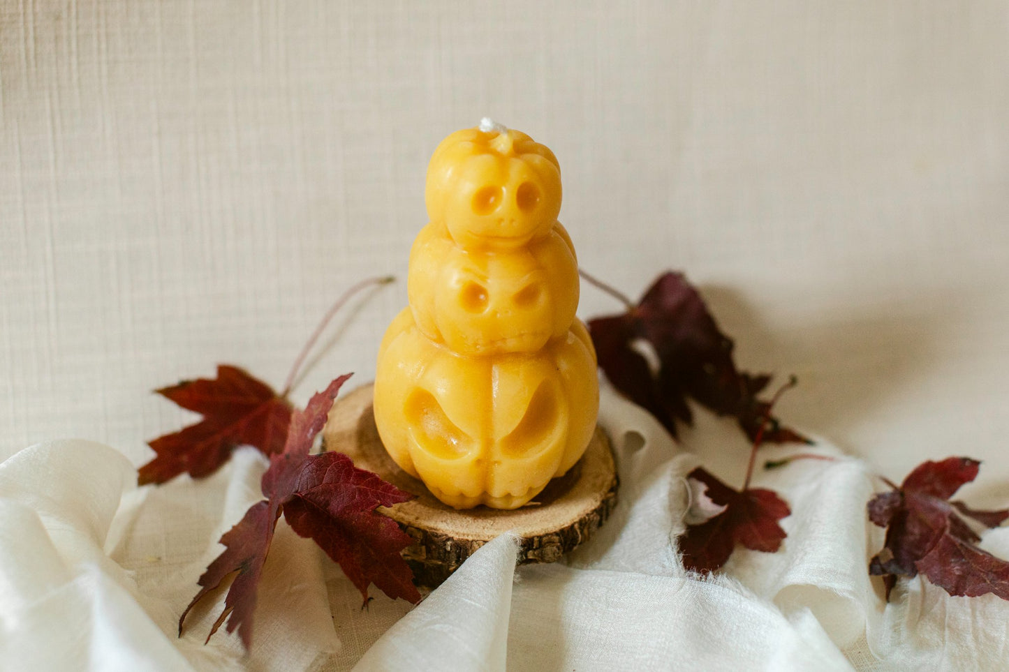 100% Beeswax Pumpkin Stack Candle