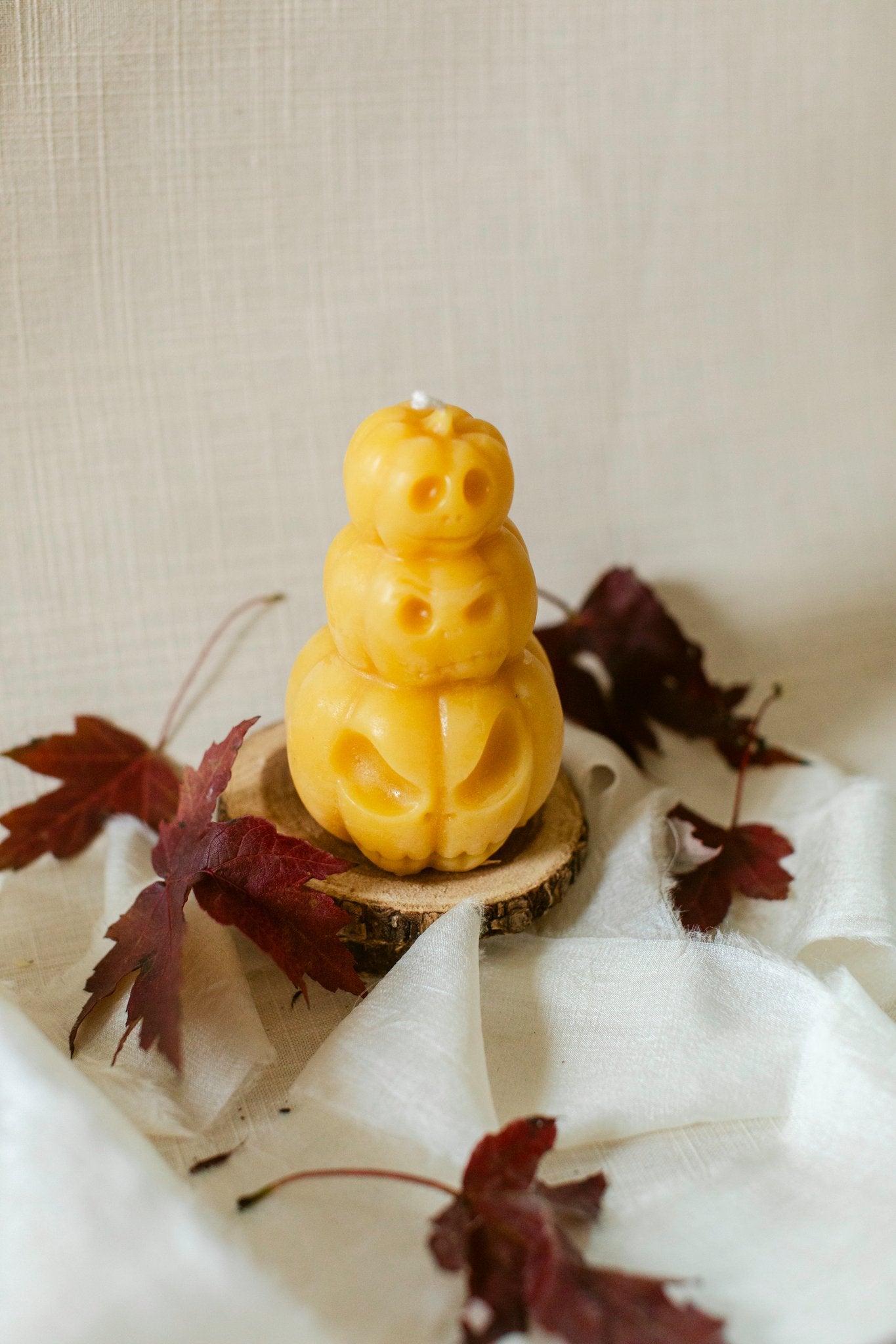 100% Beeswax Pumpkin Stack Candle