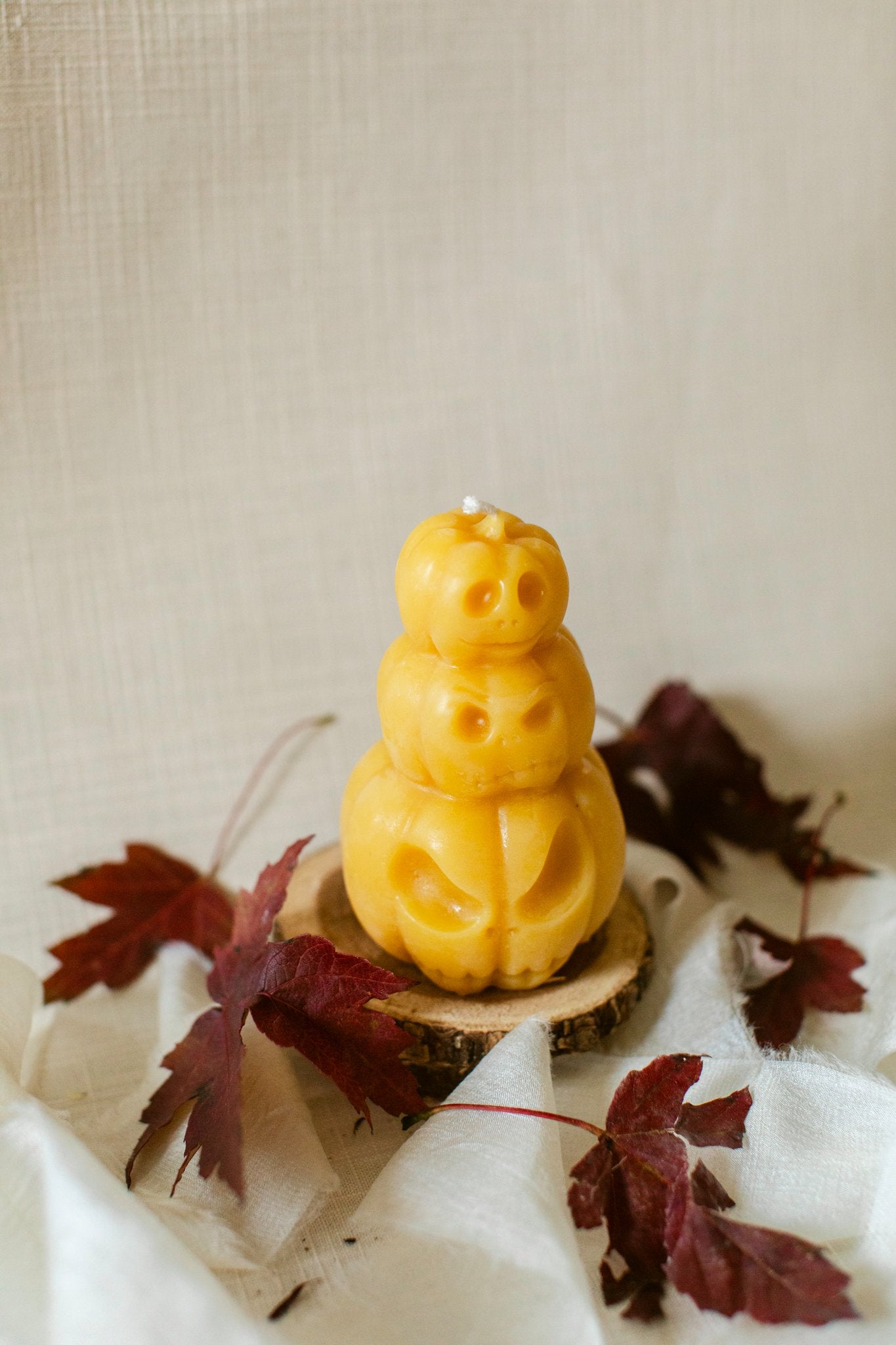 100% Beeswax Pumpkin Stack Candle