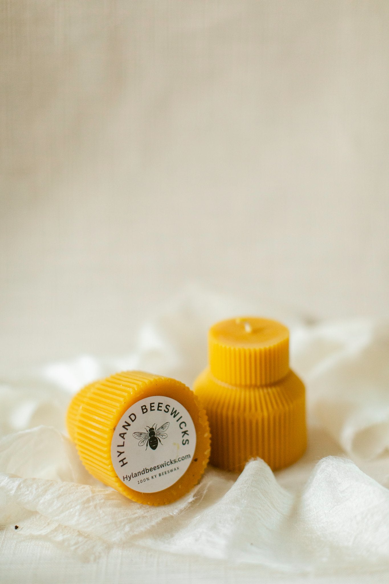 Petite Ribbed Pillar Candle - 100% Beeswax
