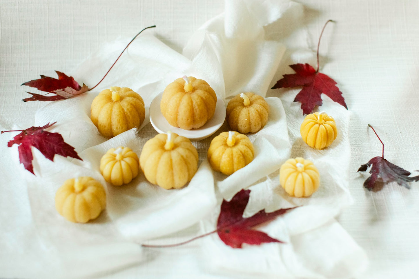 100% Beeswax Mini Pumpkin Candle Set