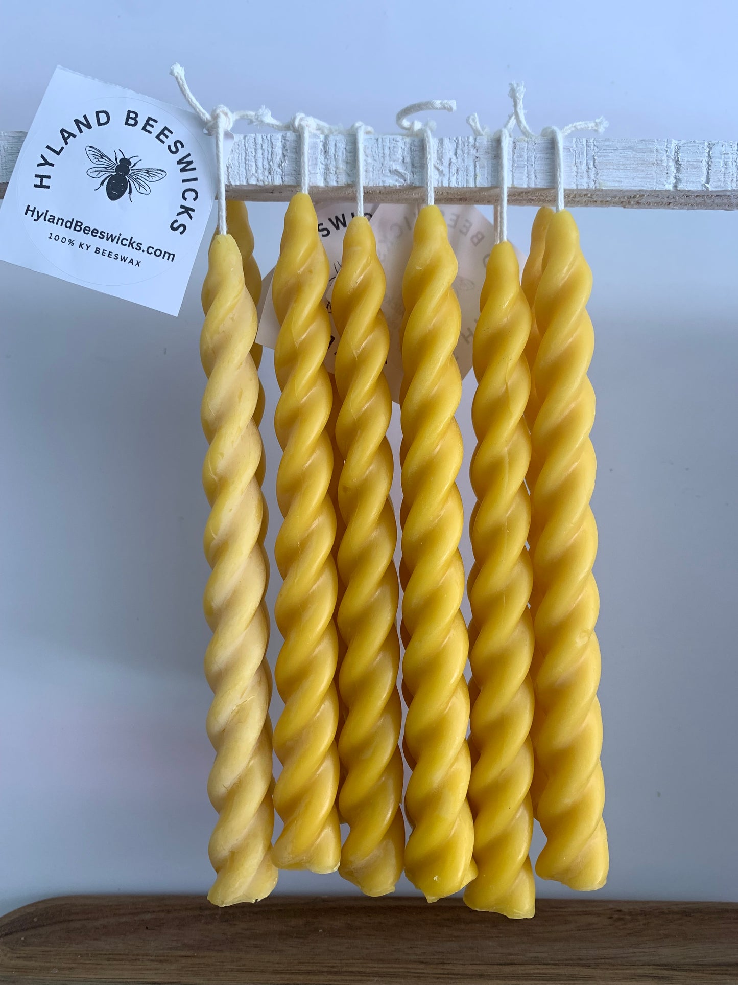 7.5" Swirl Beeswax Taper Candles (set of two)