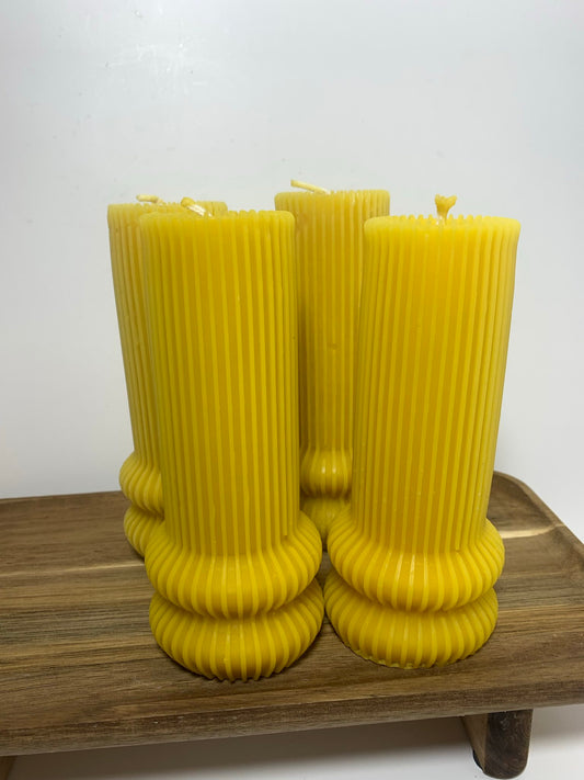 Fluted Pillar Candle - 100% Beeswax