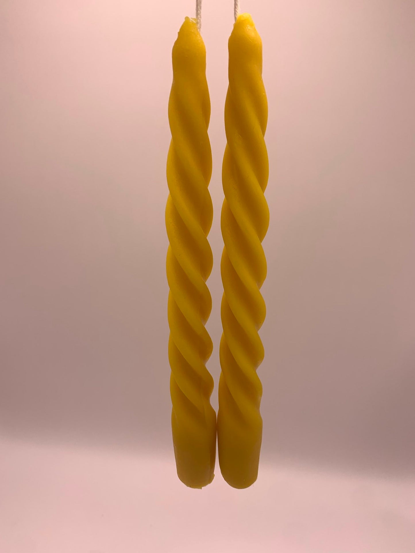 7.5" Spiral Beeswax Taper Candles (set of two)