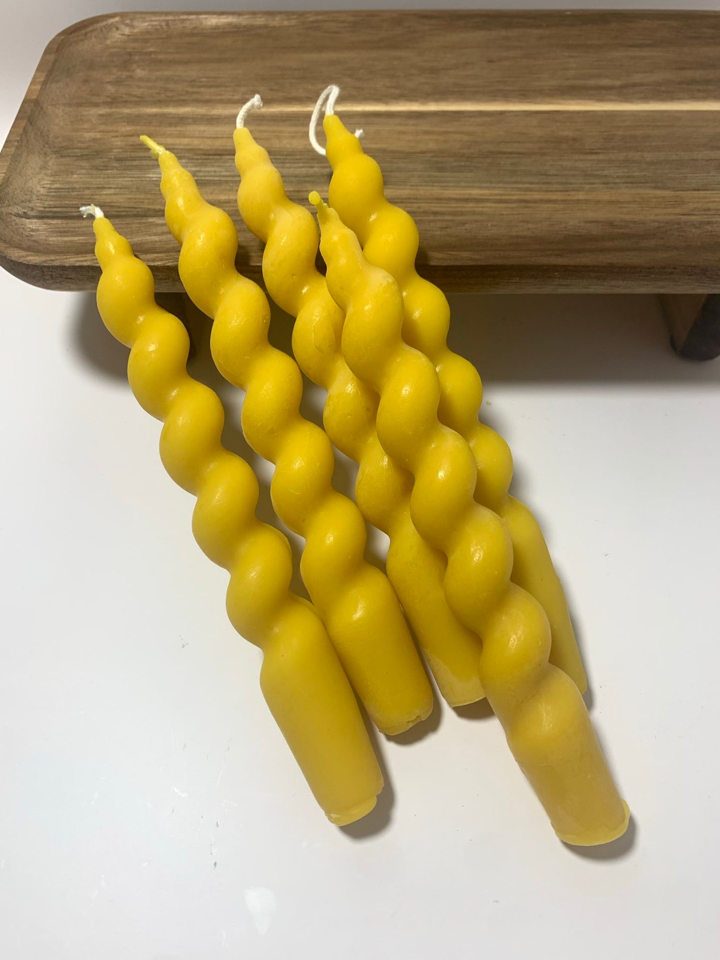 7.5" Wavy Beeswax Taper Candles (set of two)