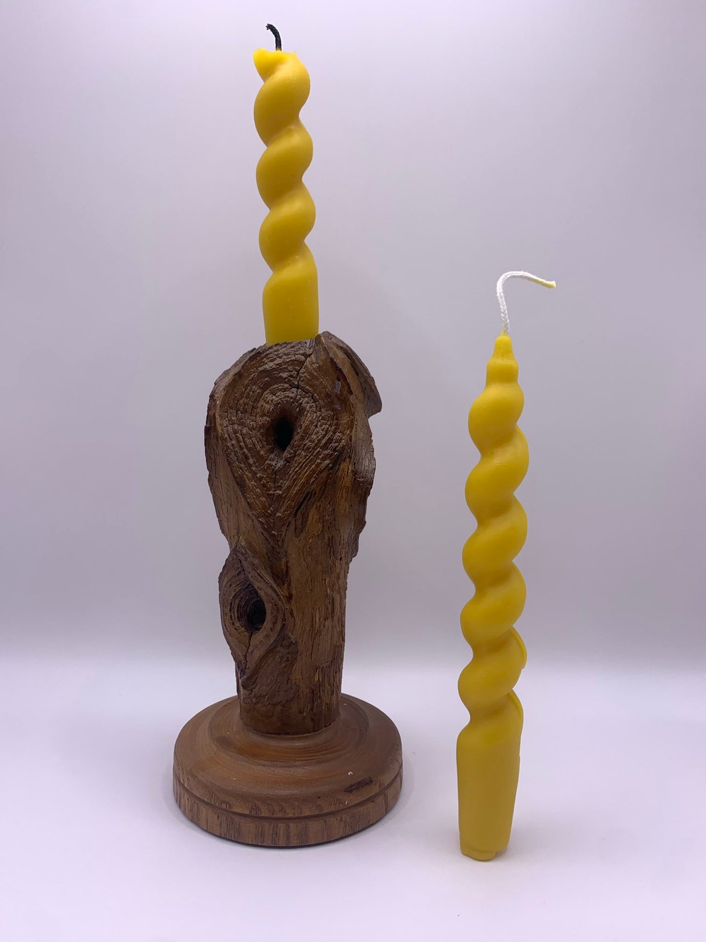 7.5" Wavy Beeswax Taper Candles (set of two)