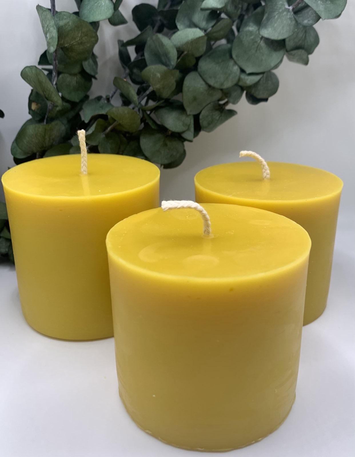 3" x 3" Beeswax Pillar Candle - 40 hour burn time!