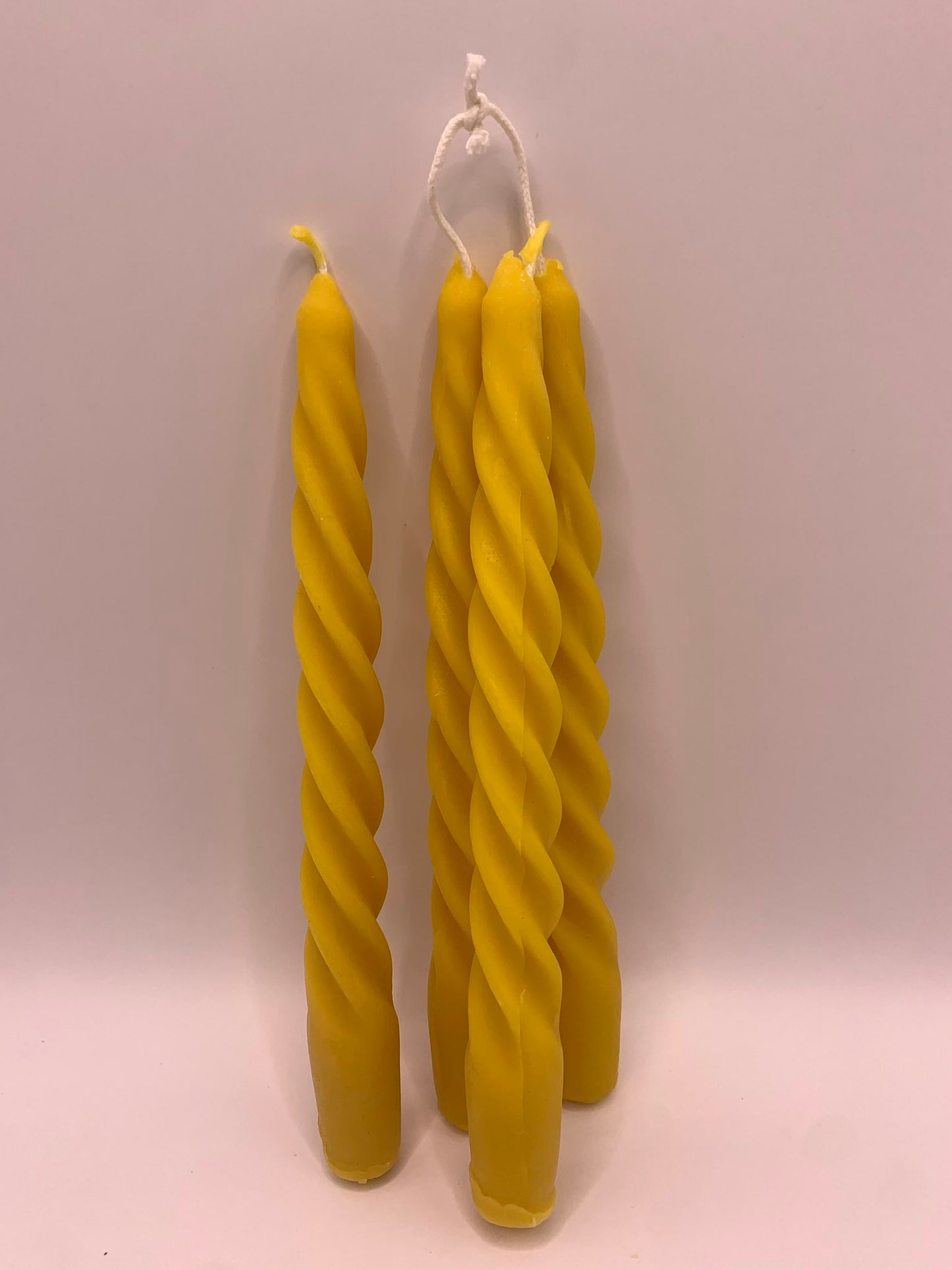 7.5" Spiral Beeswax Taper Candles (set of two)