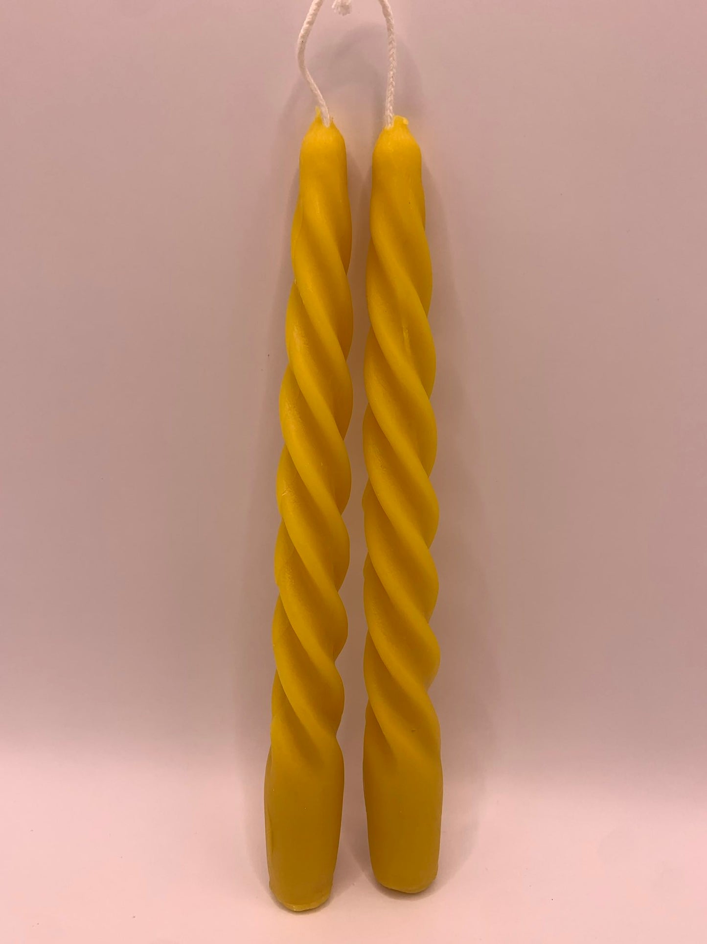 7.5" Spiral Beeswax Taper Candles (set of two)